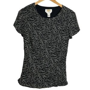 Talbots Pure Silk Blouse Black/White Size 8 Petite